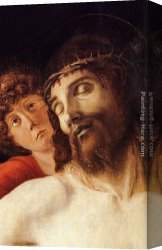 Dead Game Canvas Paintings - The Dead Christ Supported by Two Angels [detail] by Giovanni Bellini